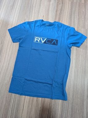 RVCA Mens Bright Blue Logo Crew Tee
